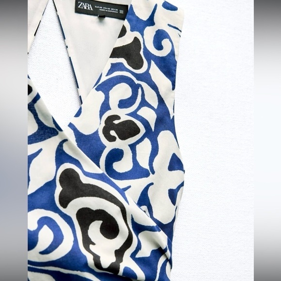 New ZARA Printed Wrap Open Back Midi Dress - Picture 6 of 6